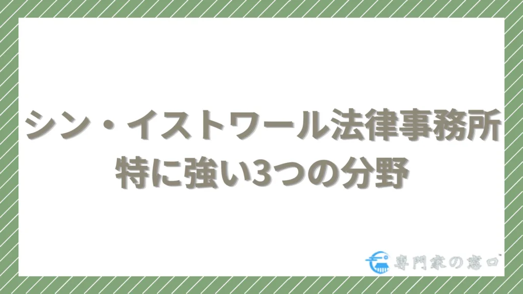 シン・イストワール法律事務所が特に強い3つの分野